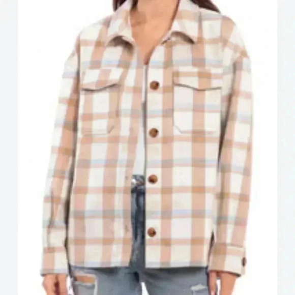 Avec Les Filles Lightweight Plaid Shacket Size Medium - Picture 1 of 9